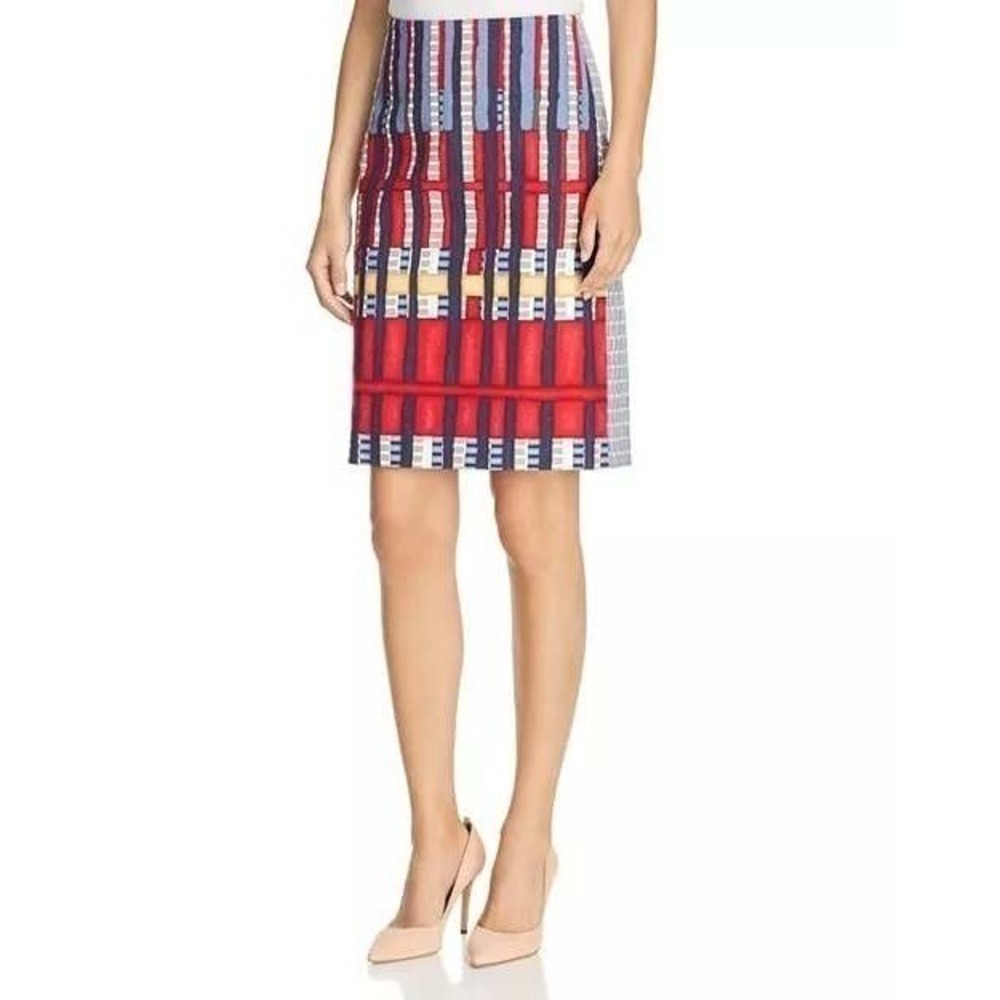 NIC+ZOE Pencil Skirt Size‎ 6 NWT Multicolor Geometric Plaid Workwear Skirt